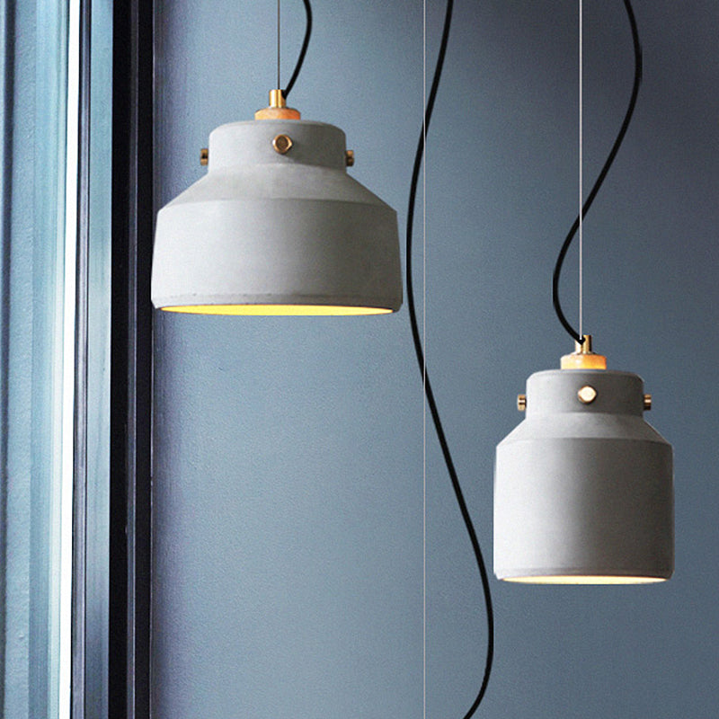 Grey Cement Suspension Lamp - Modernist 1 Light Hanging Ceiling Fixture Multiple Sizes Available