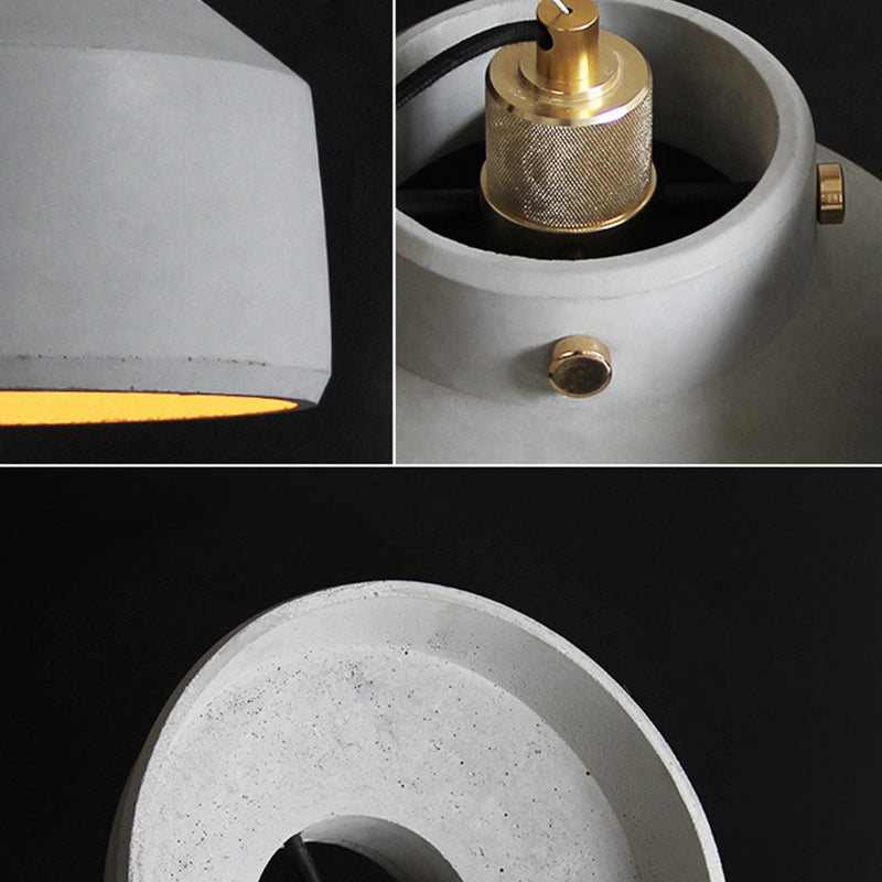 Modernist 1-Light Grey Mason Jar Cement Pendant Lamp - 7"/10"/12.5" Width
