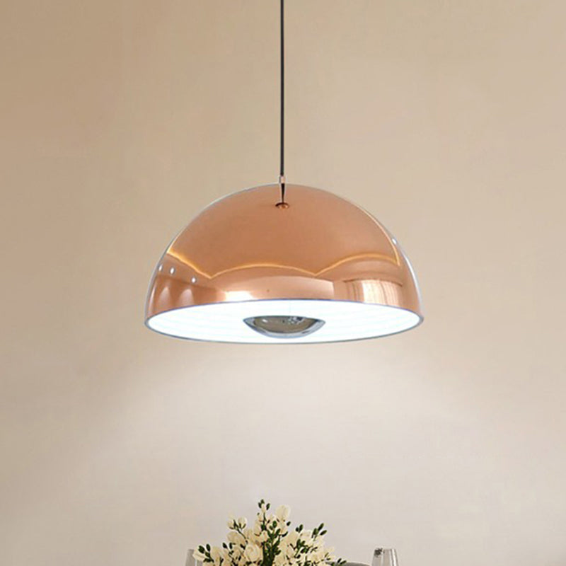 Nordic Dome Hanging Metal Pendant Light Fixture for Dining Room - 1/2/3 Heads, White/Black/Rose Gold - 12"/16"/19.5" Wide