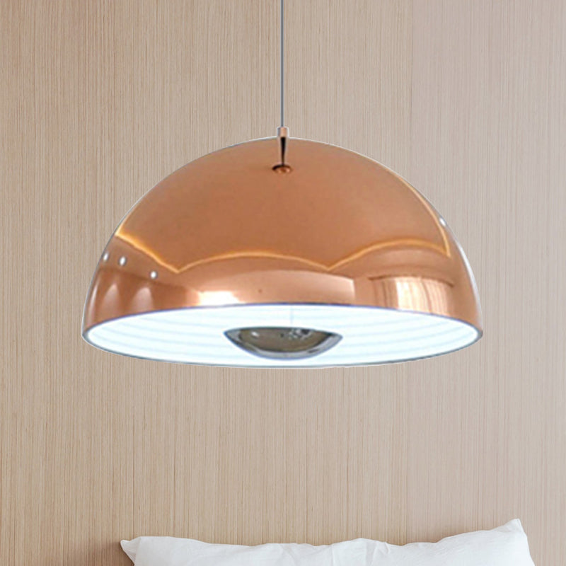 Nordic Dome Hanging Metal Pendant Light Fixture for Dining Room - 1/2/3 Heads, White/Black/Rose Gold - 12"/16"/19.5" Wide