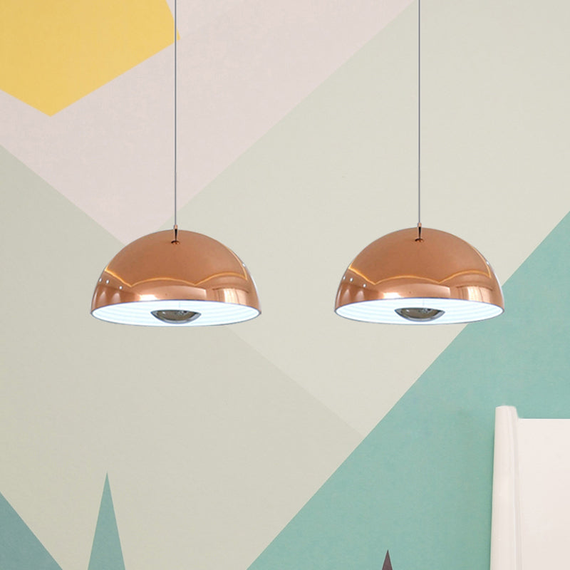 Marta - Nordic Dome Hanging Lamp Metal 1/2/3 Heads White/Black/Rose Gold Pendant Light Fixture For