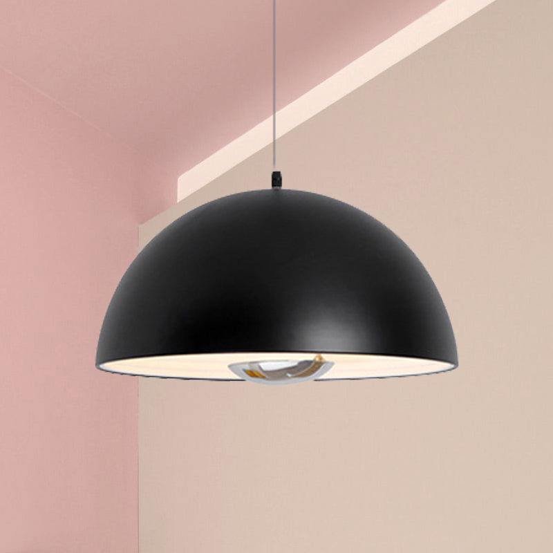 Nordic Dome Hanging Metal Pendant Light Fixture for Dining Room - 1/2/3 Heads, White/Black/Rose Gold - 12"/16"/19.5" Wide