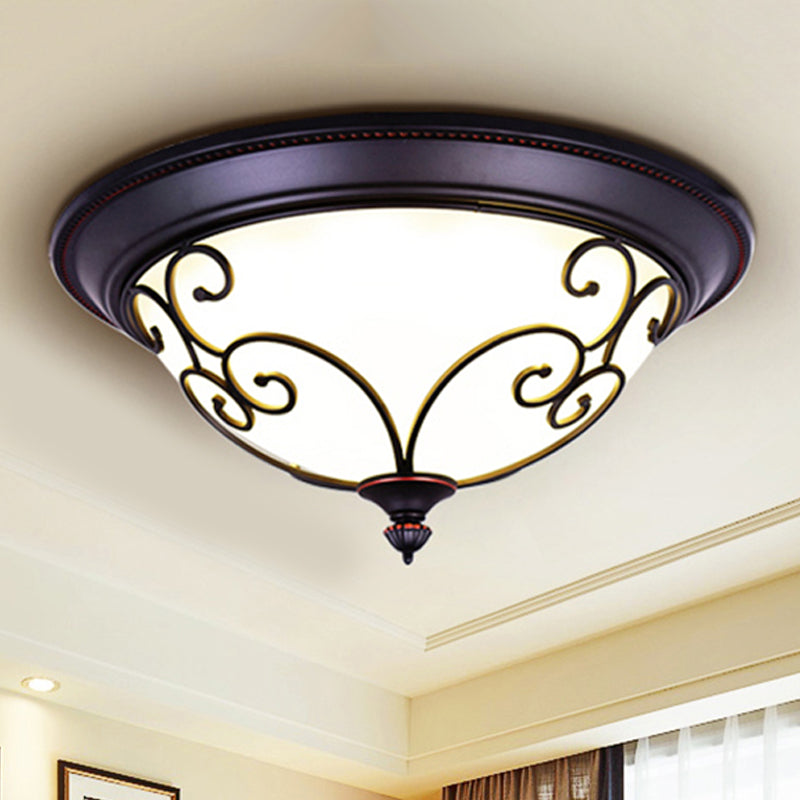 Lampe de plafond encastrée pour chambre à coucher Bowl - Plafonnier LED classique en verre dépoli, blanc - Lumière chaude/blanche, 12,5"/19,5" de large