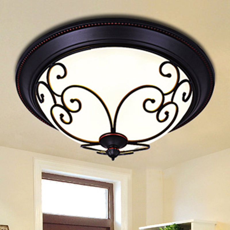 Lampe de plafond encastrée pour chambre à coucher Bowl - Plafonnier LED classique en verre dépoli, blanc - Lumière chaude/blanche, 12,5"/19,5" de large