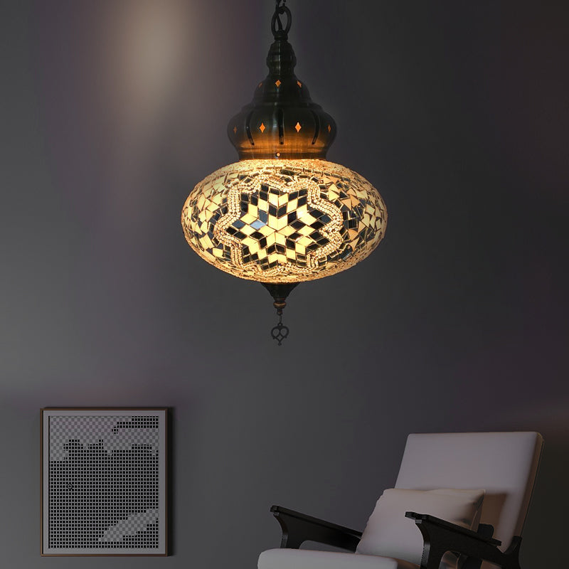 Vintage Glass Sphere Ceiling Lamp With 1/5 Bulbs For Coffee House Pendant Light Fixture In Red Blue