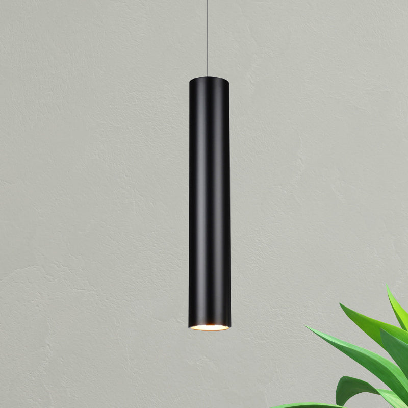 Suspensions cylindriques en aluminium - Éclairage LED noir minimaliste pour salle à manger (hauteur 11"/19"/27") en blanc chaud