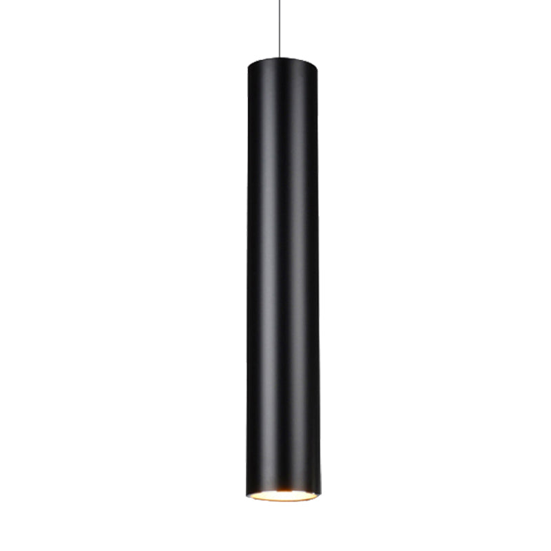 Suspensions cylindriques en aluminium - Éclairage LED noir minimaliste pour salle à manger (hauteur 11"/19"/27") en blanc chaud