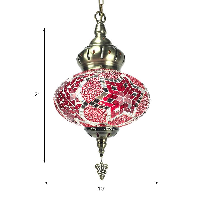 Traditional Red/Orange/Blue Glass Pendant Ceiling Light Fixture - Perfect For Living Room