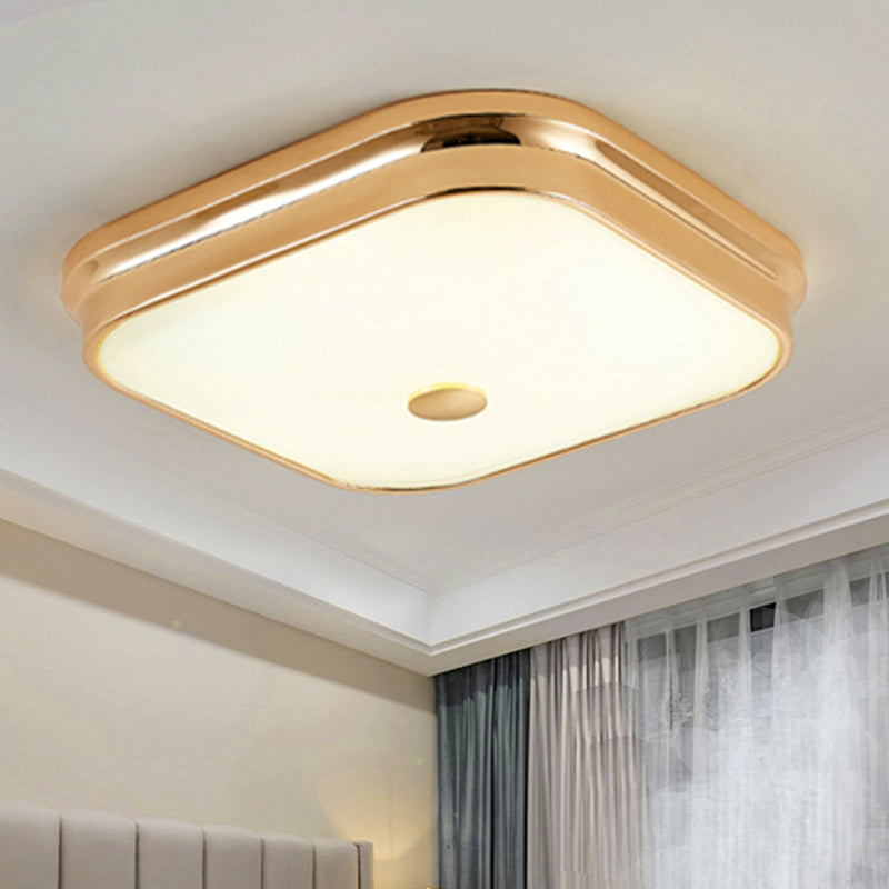 Plafonnier LED encastrable : plafonnier carré traditionnel en verre dépoli - Noir/doré pour salon - Dimensions : 11"/15"/19,5