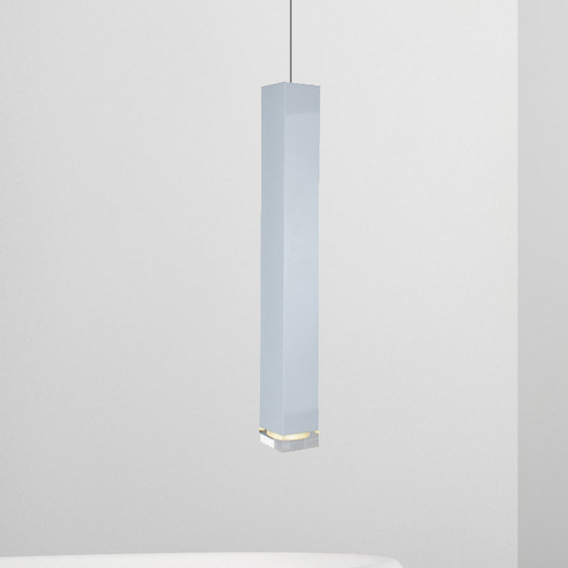 Contemporary Metal Cuboid Suspension Light for Dining Room - LED Pendant Light in Black/White, Size 12"/19.5" - White/Warm Glow