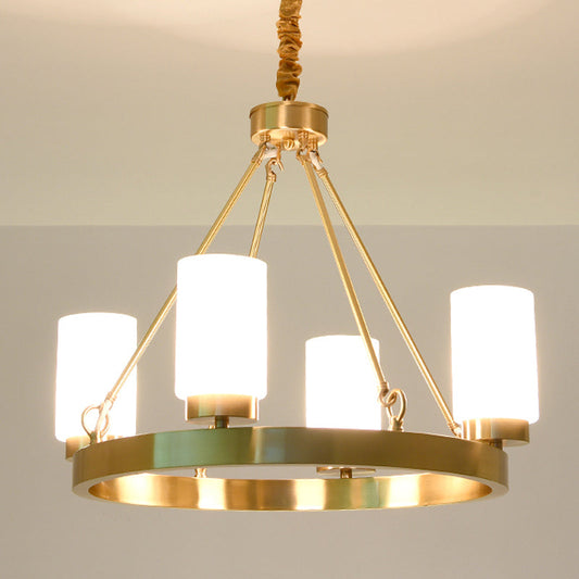 Frosted Glass Chandelier Pendant Light With Gold Finish - Classic 4/6 Lights For Bedroom 4 /