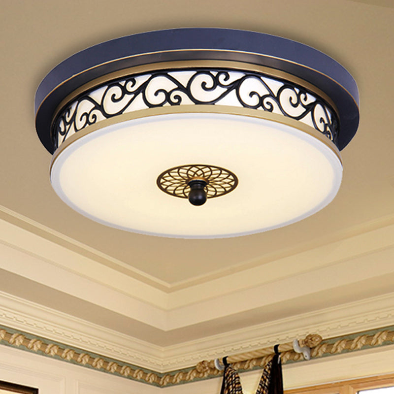 LED Ceiling Light with Frosted Drum Shade in White/Warm, Classic White Flush Mount for Living Room, 12"/16"/19.5" W