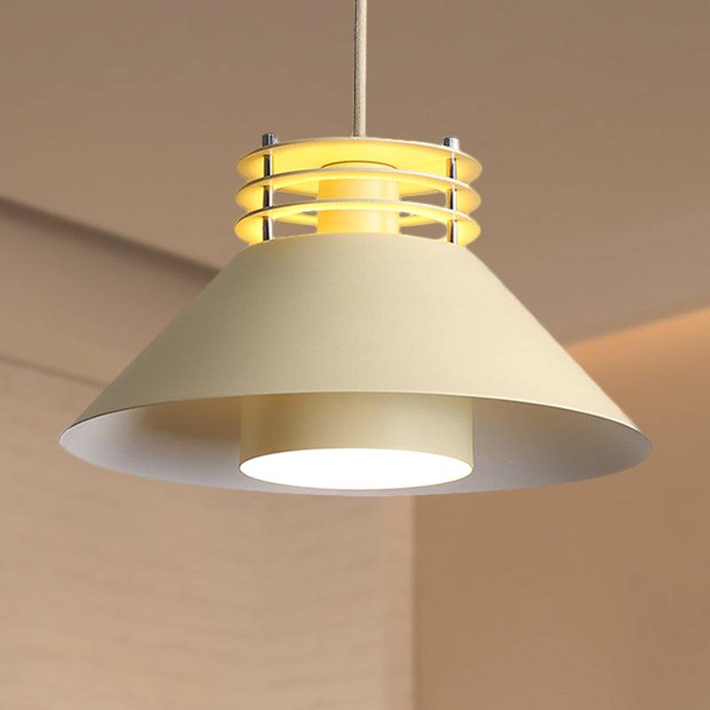 Modern Nordic Pendant Ceiling Light - 9"/12" Conic Shape, Metal Suspension, Black/White - Ideal for Living Room