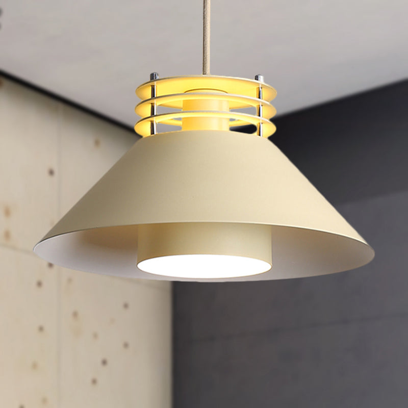 Modern Nordic Pendant Ceiling Light - 9"/12" Conic Shape, Metal Suspension, Black/White - Ideal for Living Room