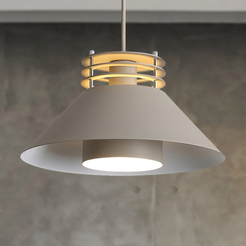 Modern Nordic Pendant Ceiling Light - 9"/12" Conic Shape, Metal Suspension, Black/White - Ideal for Living Room