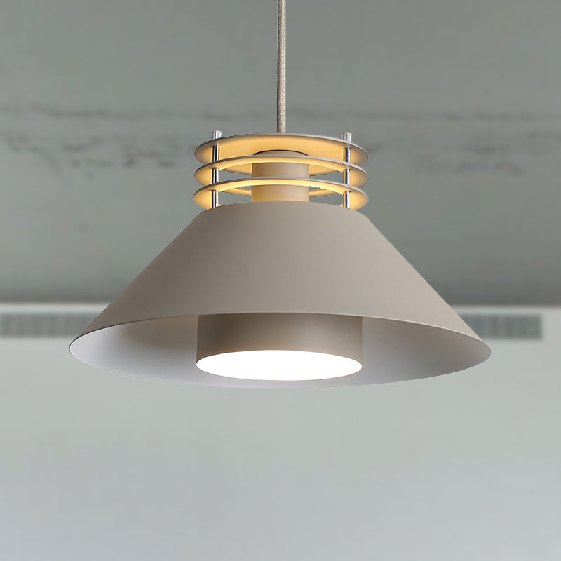 Nordic Style Conic Pendant Ceiling Light - 9/12 Dia Metal Suspension In Black/White Ideal For Living