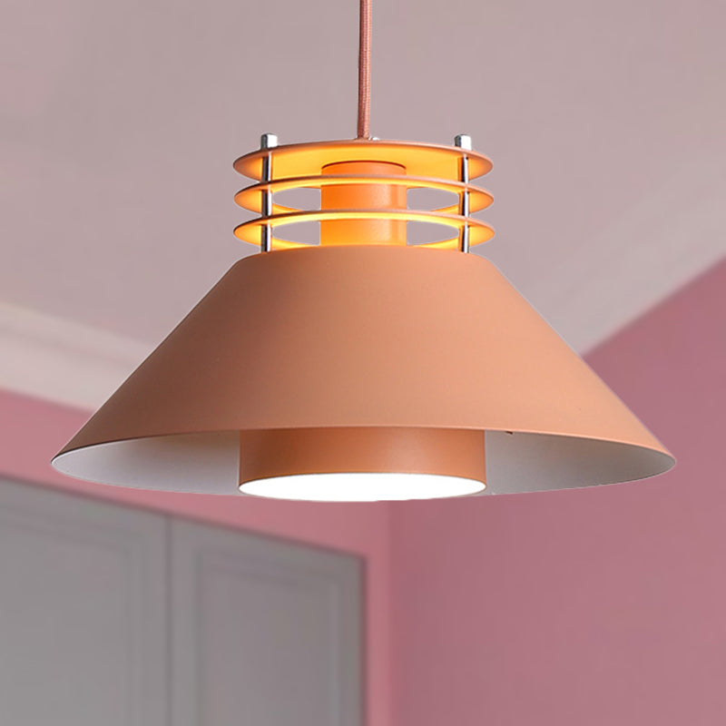 Nordic Style Conic Pendant Ceiling Light - 9/12 Dia Metal Suspension In Black/White Ideal For Living