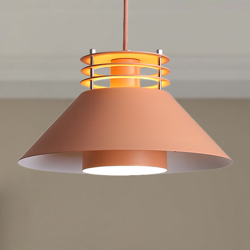 Nordic Style Conic Pendant Ceiling Light - 9/12 Dia Metal Suspension In Black/White Ideal For Living