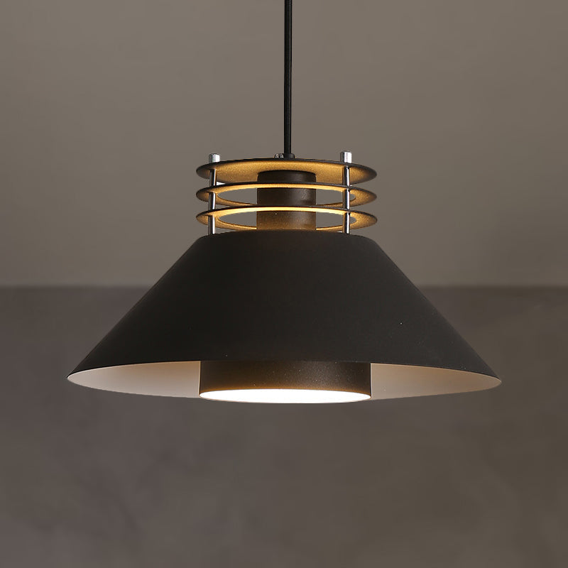 Modern Nordic Pendant Ceiling Light - 9"/12" Conic Shape, Metal Suspension, Black/White - Ideal for Living Room