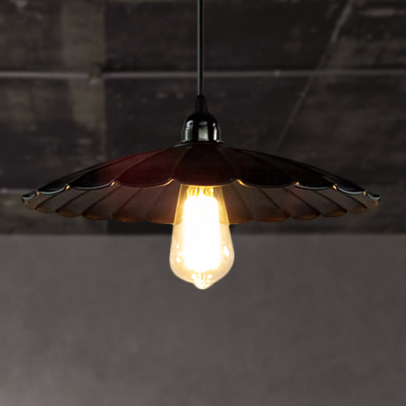 Antique Scalloped Pendant Lamp - 10"/12" Dia, Black" - Perfect for Your Kitchen