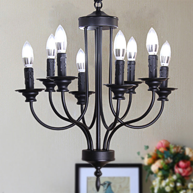 Lustre noir rustique Lodge - Design métallique à plusieurs lumières avec ampoules apparentes - Lampe suspendue d'intérieur