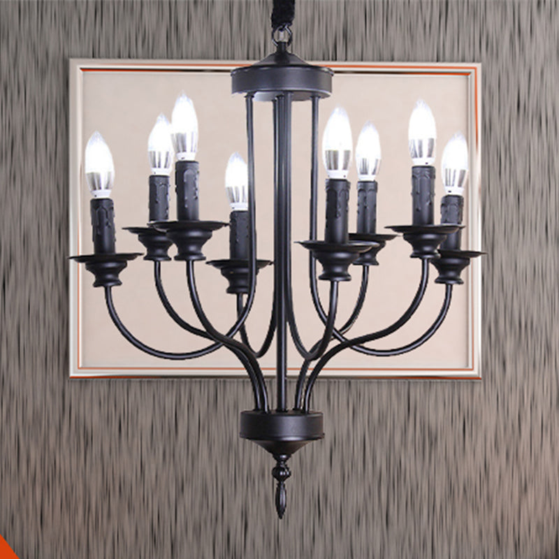 Lustre noir rustique Lodge - Design métallique à plusieurs lumières avec ampoules apparentes - Lampe suspendue d'intérieur