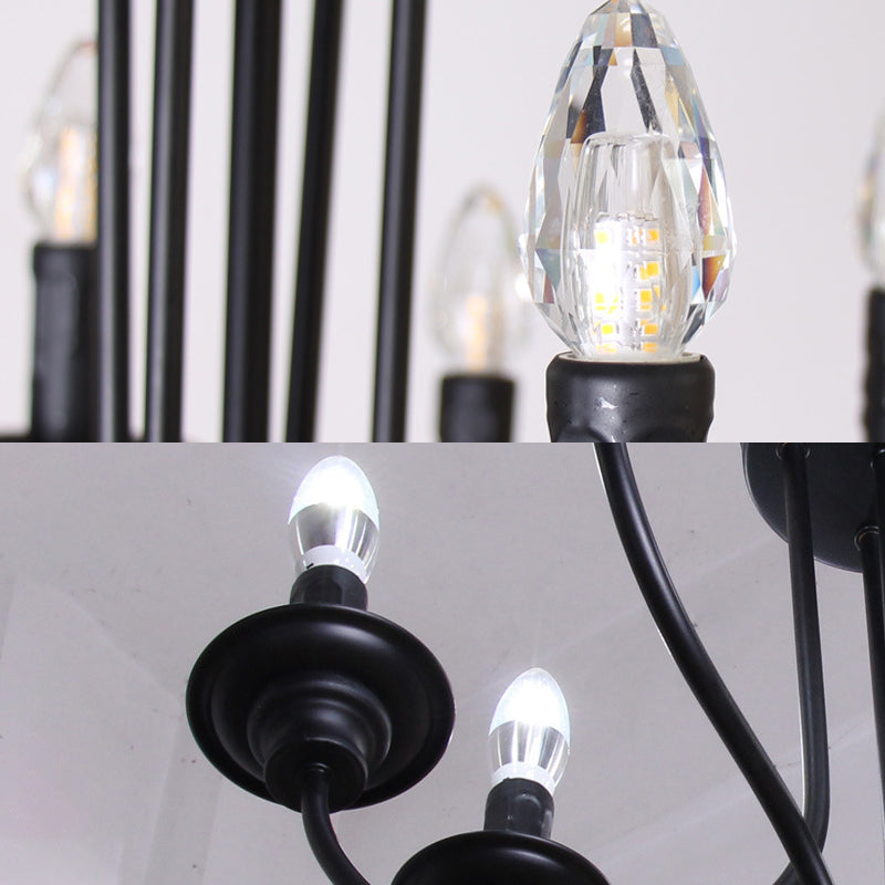 Lustre noir rustique Lodge - Design métallique à plusieurs lumières avec ampoules apparentes - Lampe suspendue d'intérieur