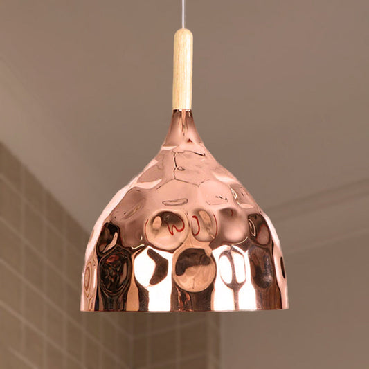 Retro Style Rose Gold Dome Pendant Light for Dining Table