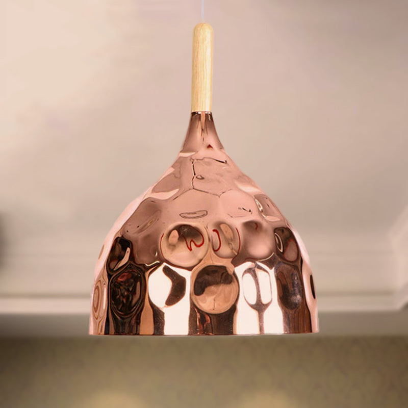 Retro Style Rose Gold Dome Pendant Light for Dining Table