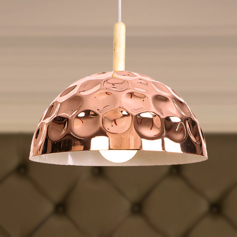 Retro Style Rose Gold Dome Pendant Light for Dining Table