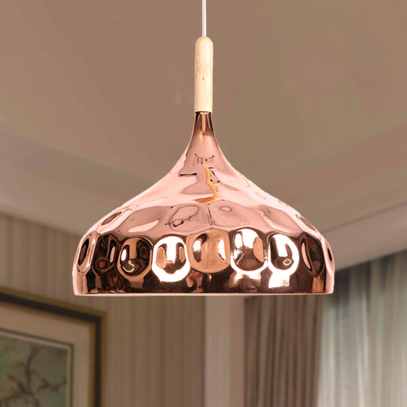 Retro Style Rose Gold Dome Pendant Light for Dining Table