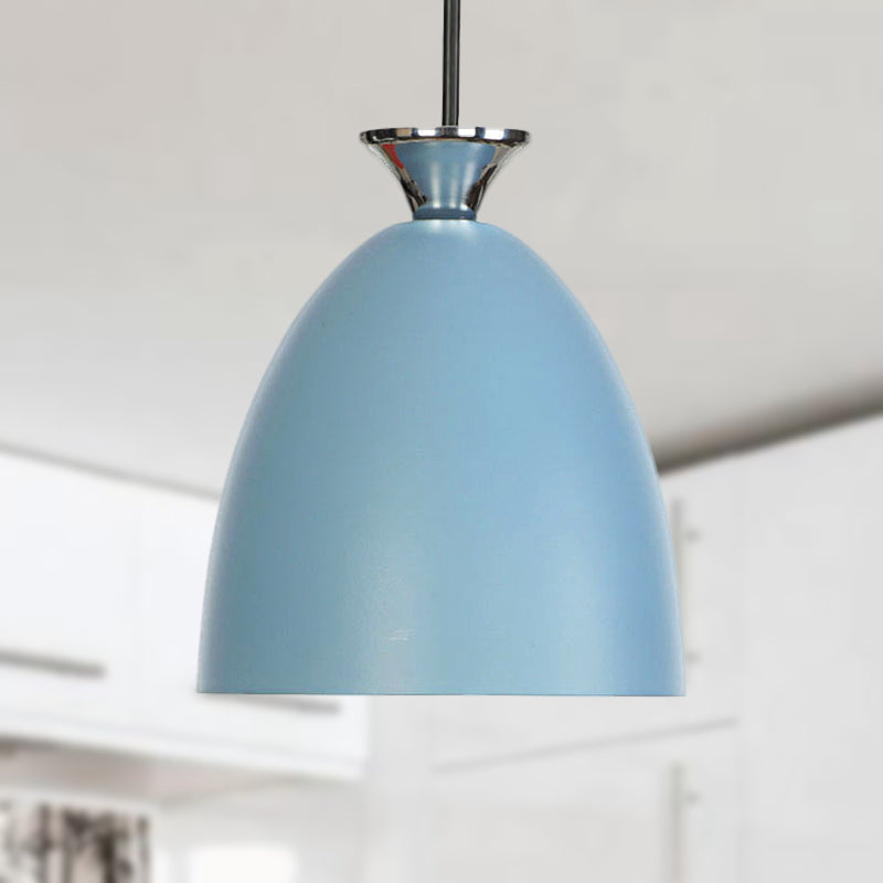 Blue/Gray Macaron Metallic Bedside Pendant Lamp With Adjustable Cord