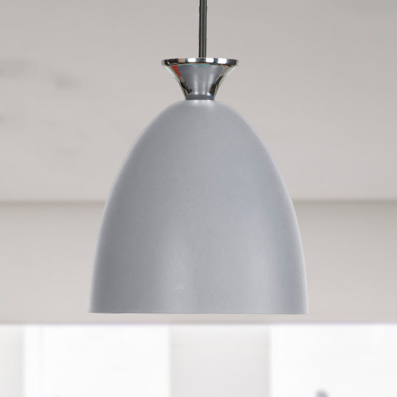 Blue/Gray Macaron Metallic Bedside Pendant Lamp With Adjustable Cord Grey