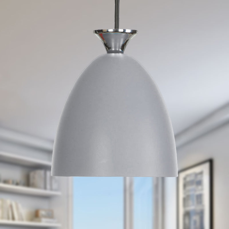 Macaron Metallic Pendant Lamp - Blue/Gray with Adjustable Cord for Bedside or Ceiling Lighting