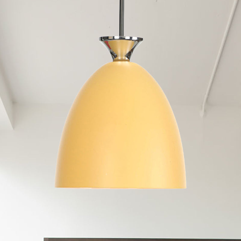 Blue/Gray Macaron Metallic Bedside Pendant Lamp With Adjustable Cord Yellow