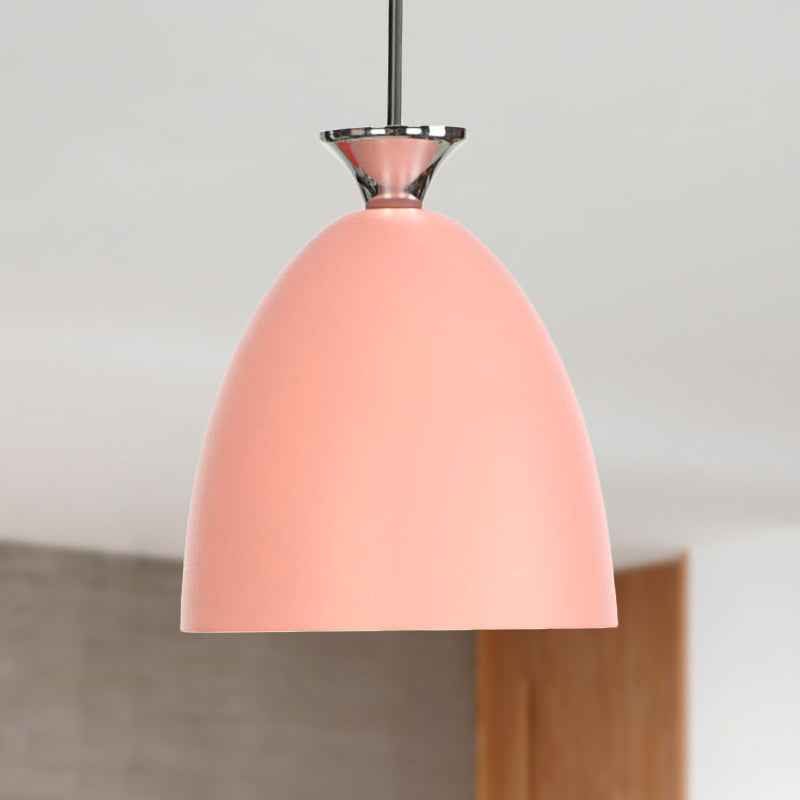 Macaron Metallic Pendant Lamp - Blue/Gray with Adjustable Cord for Bedside or Ceiling Lighting