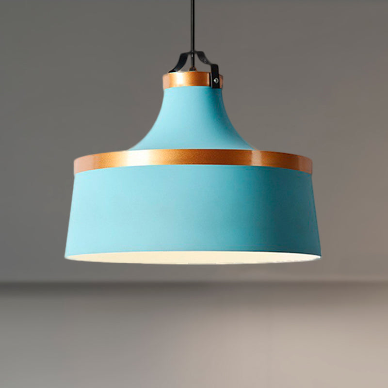 Drum Pendant Light - Nordic Style Metallic Ceiling Fixture For Coffee Shop 1 Black/Blue/Green Blue