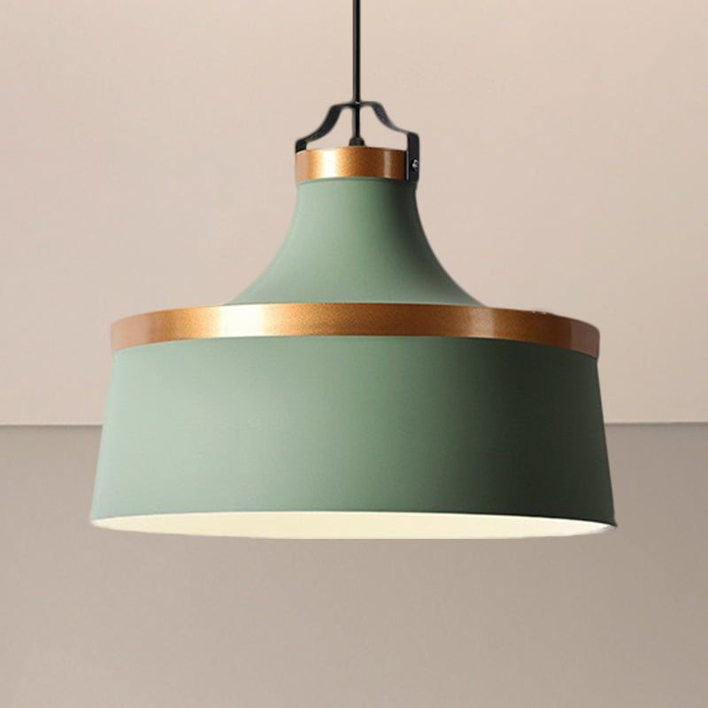 Drum Pendant Light - Nordic Style Metallic Ceiling Fixture For Coffee Shop 1 Black/Blue/Green
