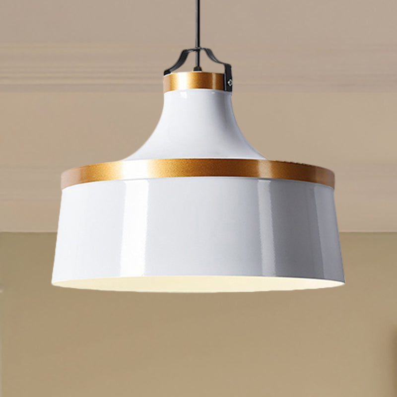 Nordic Style Black/Blue/Green Metallic 1-Light Drum Pendant Ceiling Light Fixture for Coffee Shop