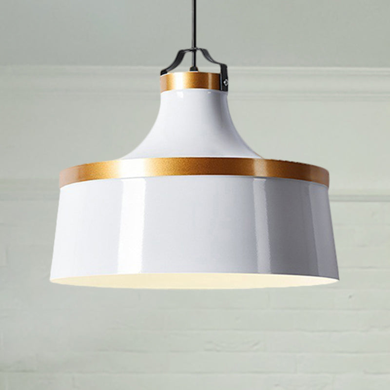 Nordic Style Black/Blue/Green Metallic 1-Light Drum Pendant Ceiling Light Fixture for Coffee Shop