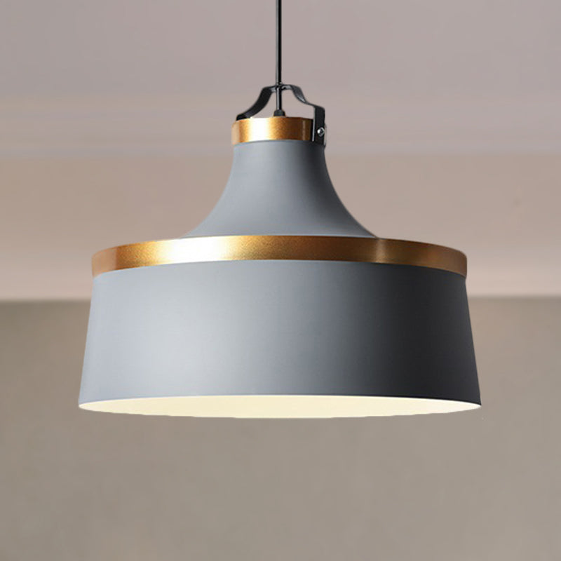 Drum Pendant Light - Nordic Style Metallic Ceiling Fixture For Coffee Shop 1 Black/Blue/Green Grey