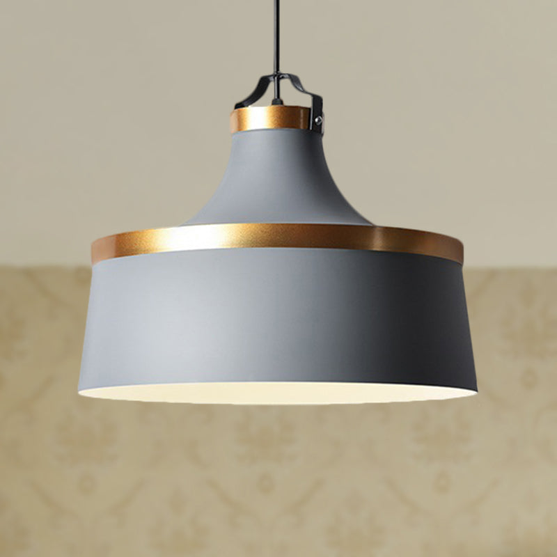 Drum Pendant Light - Nordic Style Metallic Ceiling Fixture For Coffee Shop 1 Black/Blue/Green