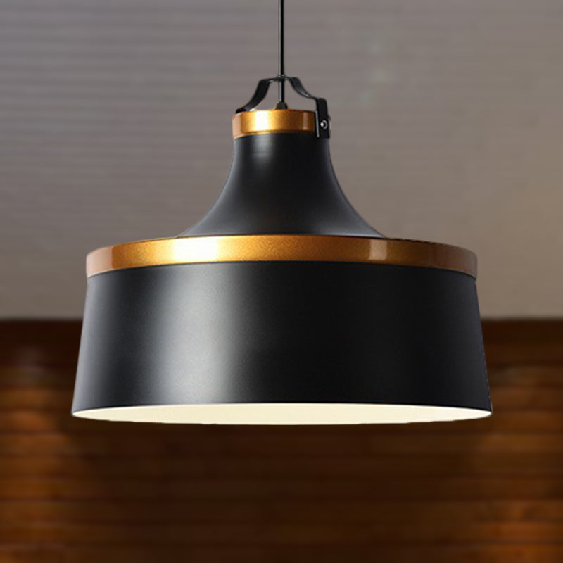 Drum Pendant Light - Nordic Style Metallic Ceiling Fixture For Coffee Shop 1 Black/Blue/Green