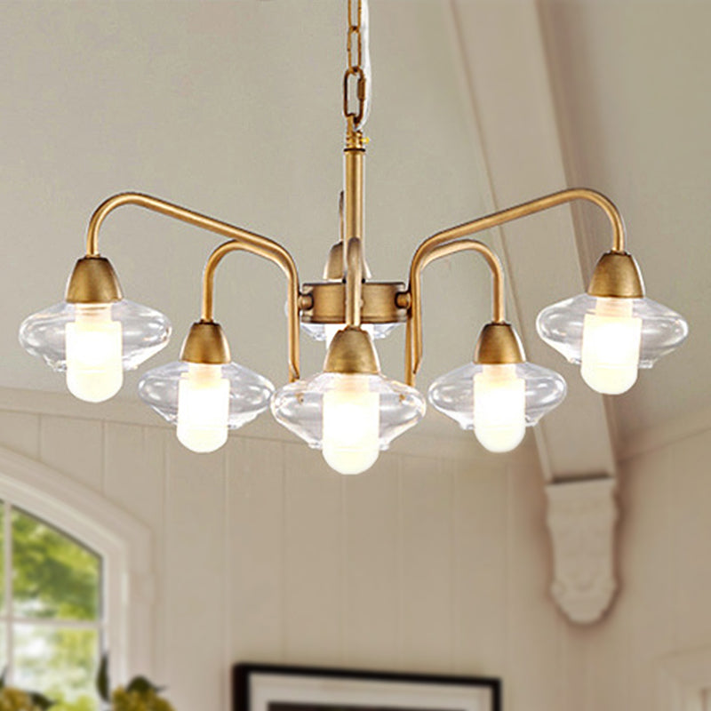 Lustre moderne en verre dépoli - Suspension elliptique à 6 lumières pour l'éclairage de la salle à manger