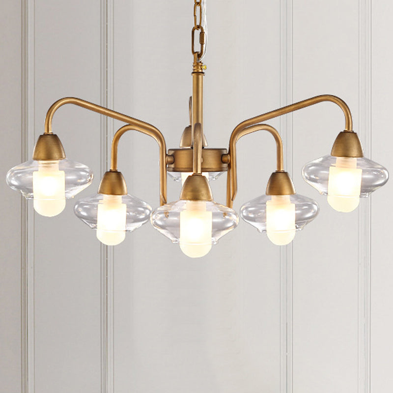 Lustre moderne en verre dépoli - Suspension elliptique à 6 lumières pour l'éclairage de la salle à manger