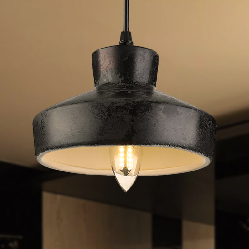 Ensemble de luminaires suspendus en métal de style antique - Carré/trapèze, 4 lumières - Cordon réglable, noir vieilli - Idéal pour les restaurants