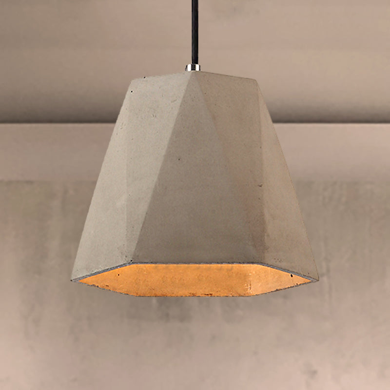 Contemporary Rectangle/Hexagon Pendant Light in Grey with Adjustable Cord, Concrete Ceiling Fixture | 1 Light