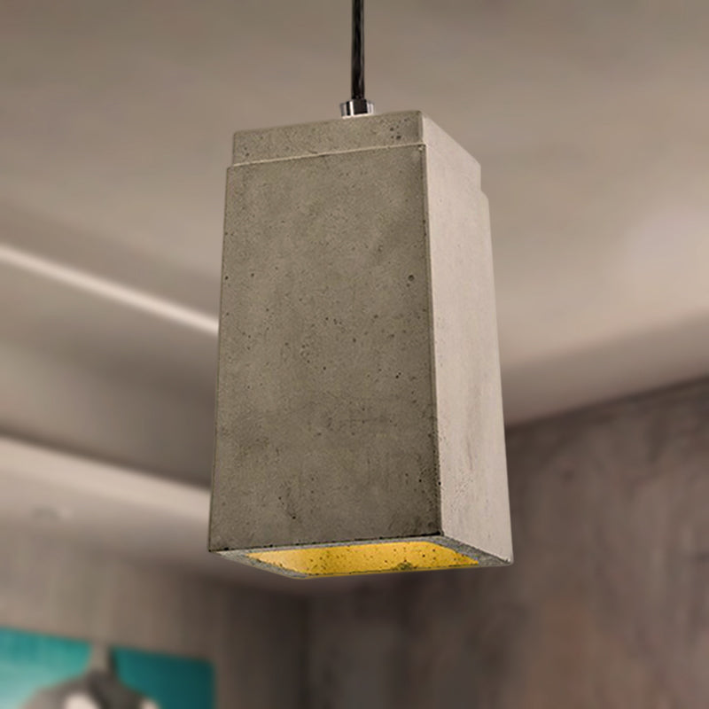 Modern Concrete Pendant Light With Adjustable Cord In Grey / Rectangle