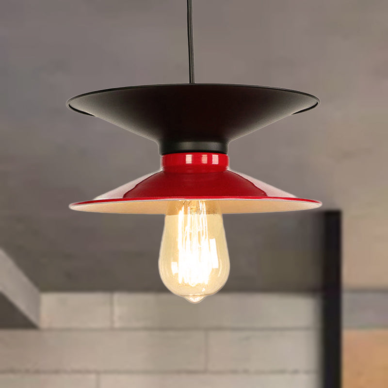 Plafonnier rétro à double cône en métal - Luminaire élégant à 1 lampe pour salle à manger en noir et blanc