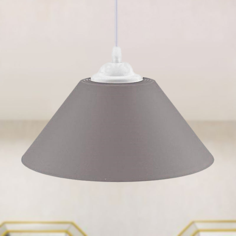 Modern Metal Conic Pendant Light with Adjustable Cord for Living Room - Black/Gray/Dark Green